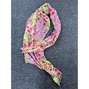 Jessica Simpson Floral Scarf Wrap One Size Lightweight Pink Green Yellow